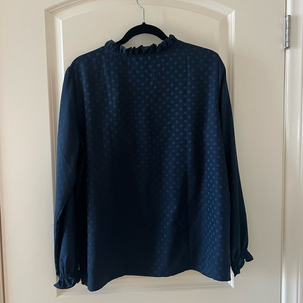 Loft Navy Blue Polka Dot Blouse - Picture 5 of 7